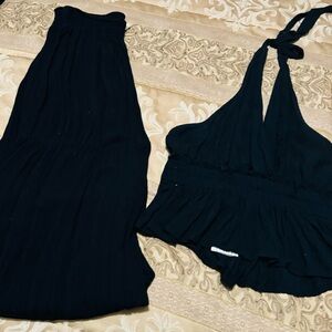 Black Halter Top and pants Set for beach party-day at beach